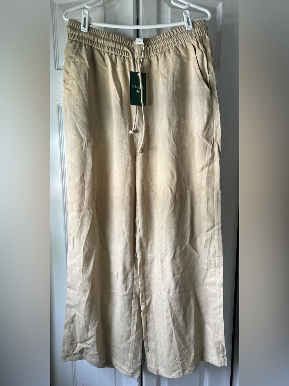 HALARA Beige Wide Leg Drawstring Pants